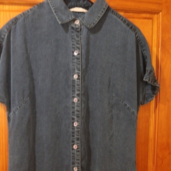 Soft Surroundings Denim Chambrey Jean Shirt Button Down Dress Tencel Small - Picture 3 of 16